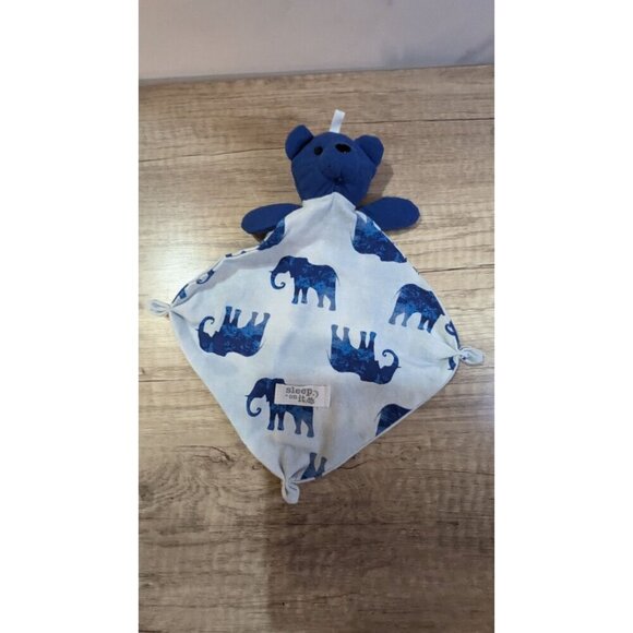 Sleep on It Blue Bear Elephants Security Blanket/Lovey 7" - Picture 4 of 7